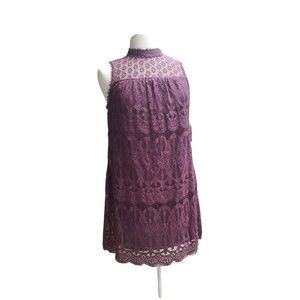 ALTAR’D STATE Plum Wine Lace A-Line Dress Sleeveless